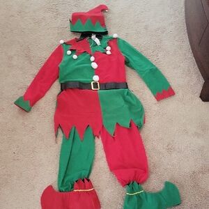 Festive Elf Costume Womens - Red and Green